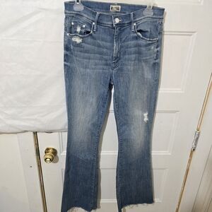 Mother The Weekender Fray DenimFlare Jeans - Graffiti Girl - Size 30